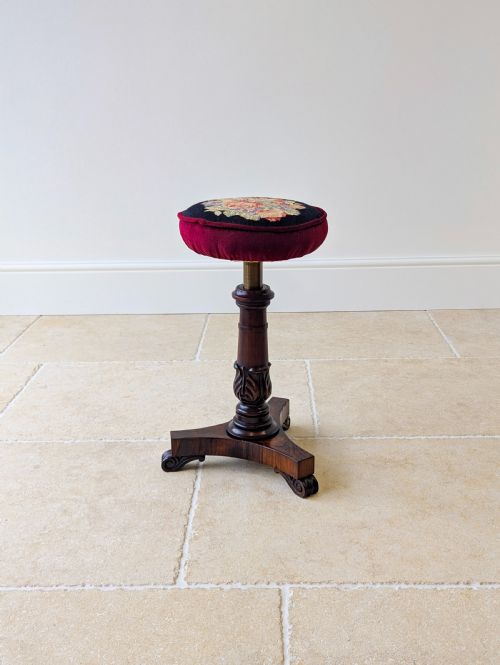 ANTIQUE WILLIAM IV ROSEWOOD ADJUSTABLE PIANO STOOL C1830 - ADDITIONAL PHOTO 18