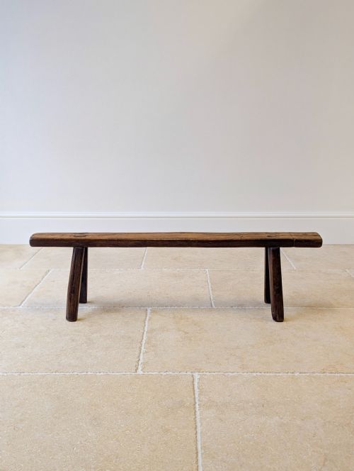 fig 1. Antique Mid 19th Century Elm Vernacular Bench