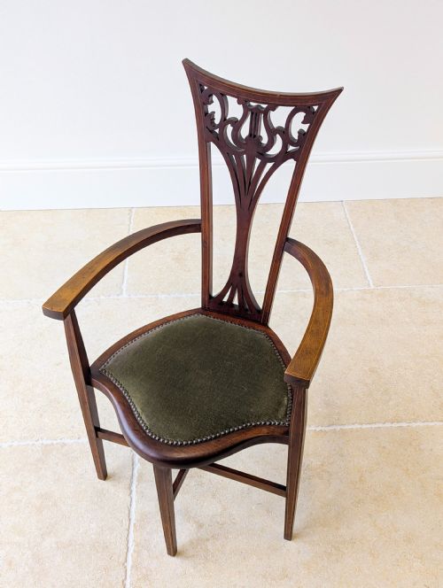 ANTIQUE EDWARDIAN MAHOGANY ELBOW CHAIR C1910 - ADDITIONAL PHOTO 2