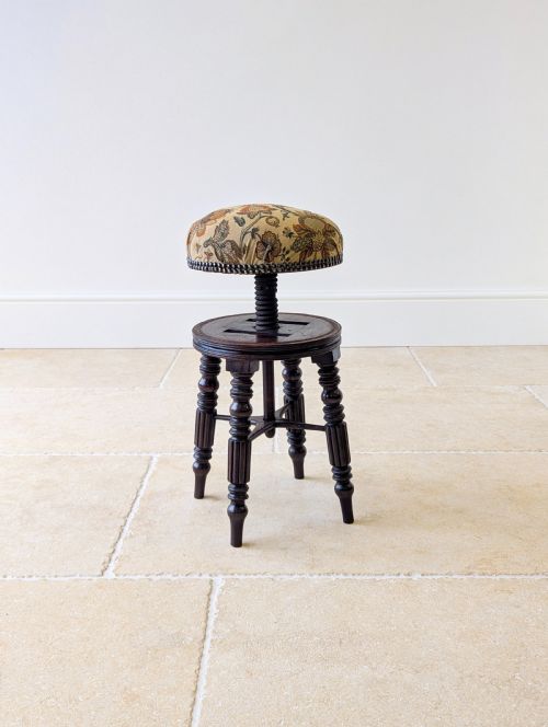 ANTIQUE VICTORIAN MAHOGANY ADJUSTABLE PIANO STOOL C1870 - ADDITIONAL PHOTO 9