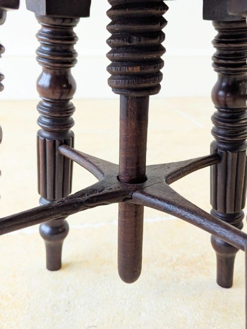 ANTIQUE VICTORIAN MAHOGANY ADJUSTABLE PIANO STOOL C1870 - ADDITIONAL PHOTO 13