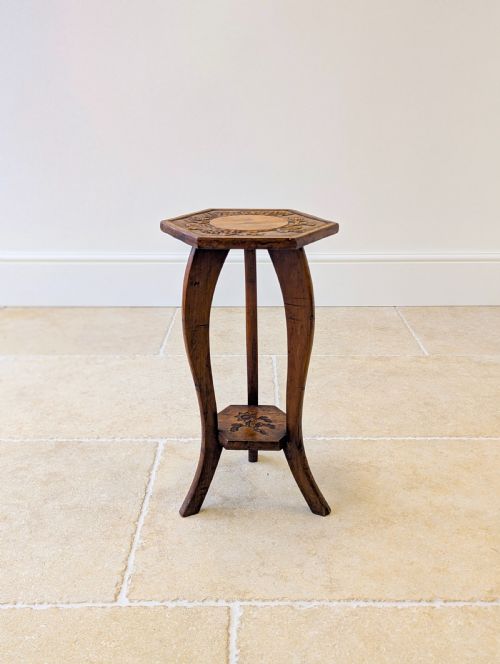 Antique Edwardian Walnut Tripod Plant Stand C.1910