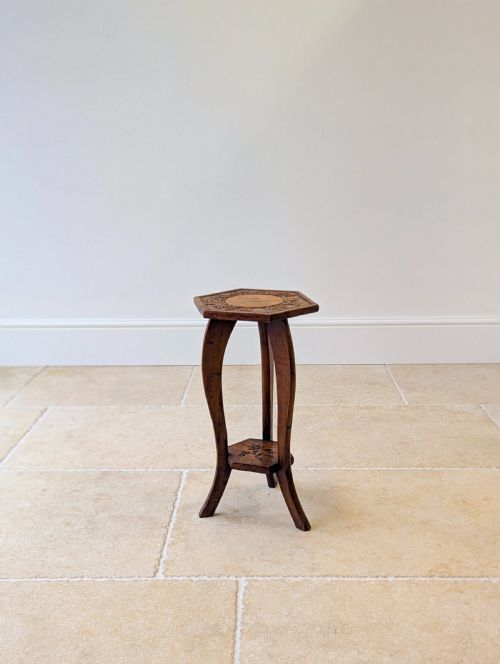 fig 1. Antique Edwardian Walnut Tripod Plant Stand c.1910