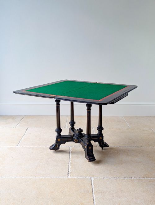 ANTIQUE VICTORIAN AESTHETIC MOVEMENT MAHOGANY CARD TABLE C1880 - ADDITIONAL PHOTO 1