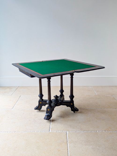ANTIQUE VICTORIAN AESTHETIC MOVEMENT MAHOGANY CARD TABLE C1880 - ADDITIONAL PHOTO 12