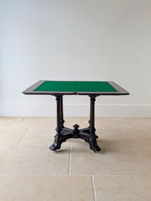 ANTIQUE VICTORIAN AESTHETIC MOVEMENT MAHOGANY CARD TABLE C1880 - ADDITIONAL PHOTO 14