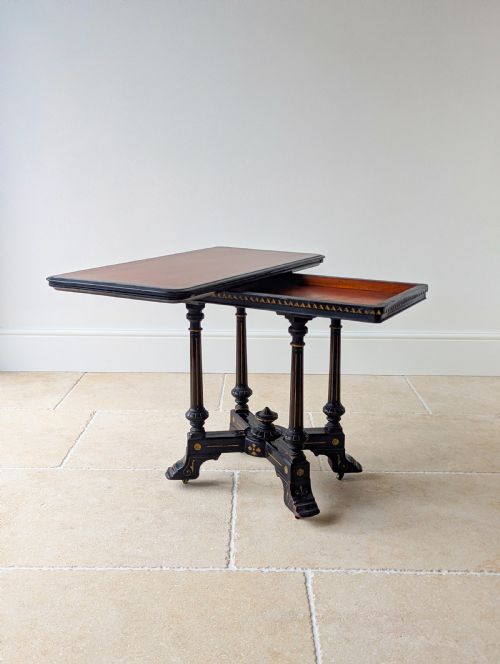 ANTIQUE VICTORIAN AESTHETIC MOVEMENT MAHOGANY CARD TABLE C1880 - ADDITIONAL PHOTO 17