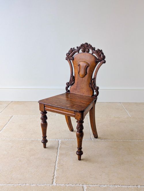 PAIR OF ANTIQUE VICTORIAN OAK HALL CHAIRS C1870 - ADDITIONAL PHOTO 9