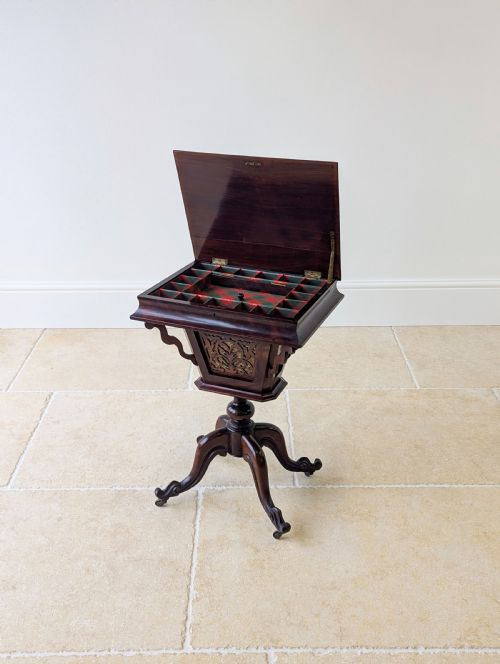 ANTIQUE VICTORIAN ROSEWOOD SEWING READING TABLE C1850 - ADDITIONAL PHOTO 2
