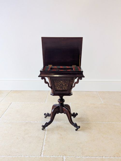 ANTIQUE VICTORIAN ROSEWOOD SEWING READING TABLE C1850 - ADDITIONAL PHOTO 6