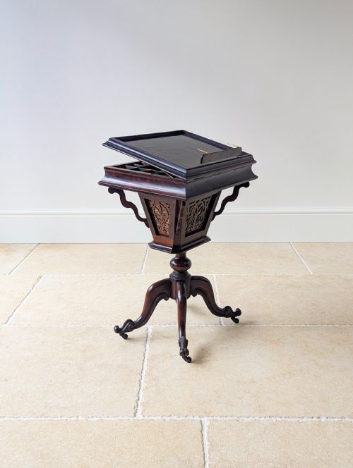 ANTIQUE VICTORIAN ROSEWOOD SEWING READING TABLE C1850 - ADDITIONAL PHOTO 19