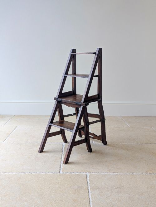 fig 1. Antique Victorian Oak Metamorphic Library Chair / Steps c.1895
