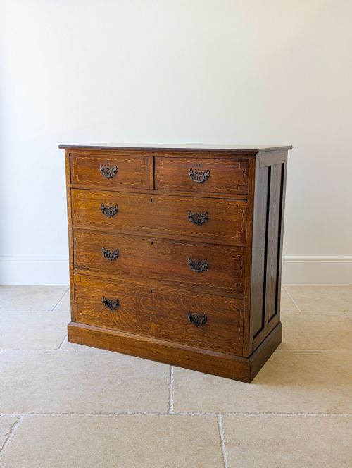 ANTIQUE EDWARDIAN OAK CHEST OF DRAWERS C1910