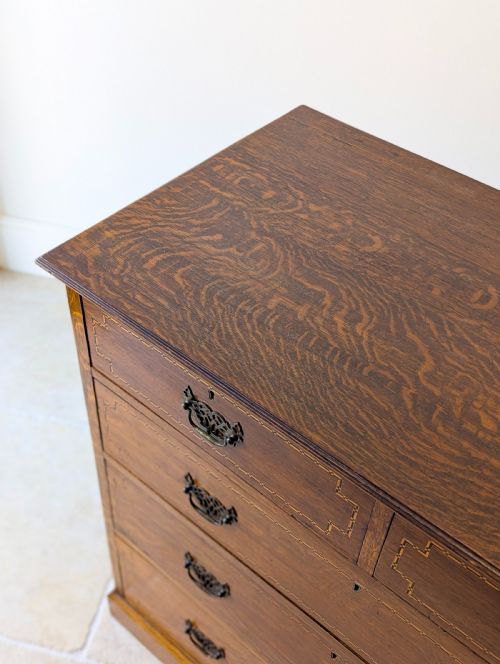 ANTIQUE EDWARDIAN OAK CHEST OF DRAWERS C1910 - ADDITIONAL PHOTO 12