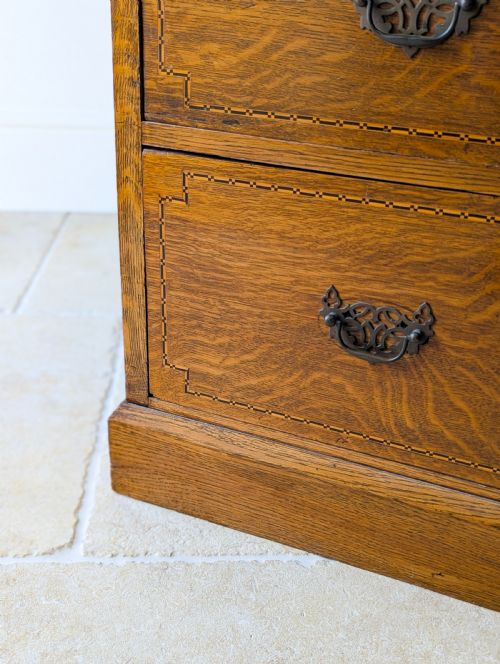 ANTIQUE EDWARDIAN OAK CHEST OF DRAWERS C1910 - ADDITIONAL PHOTO 13