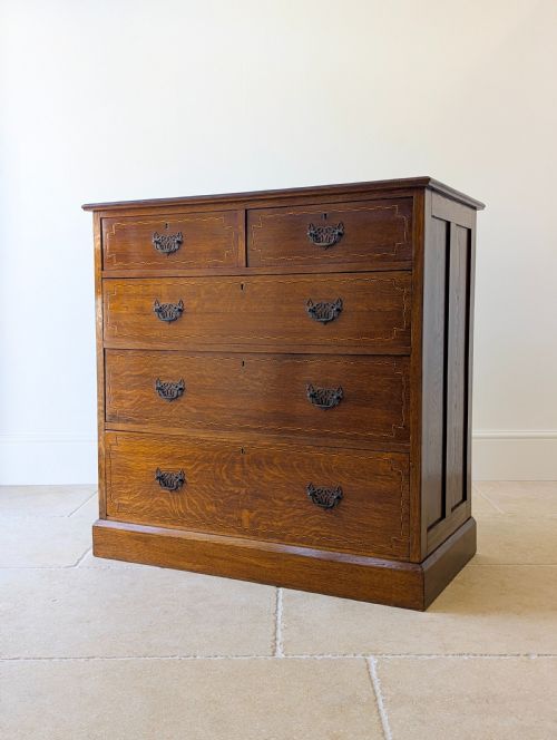 ANTIQUE EDWARDIAN OAK CHEST OF DRAWERS C1910 - ADDITIONAL PHOTO 14