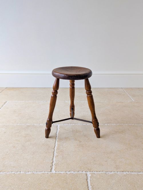 Antique Victorian Oak Three-legged Country Stool C.1880