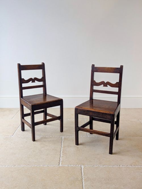 Pair of Antique Georgian Oak Country Side Chairs C.1800
