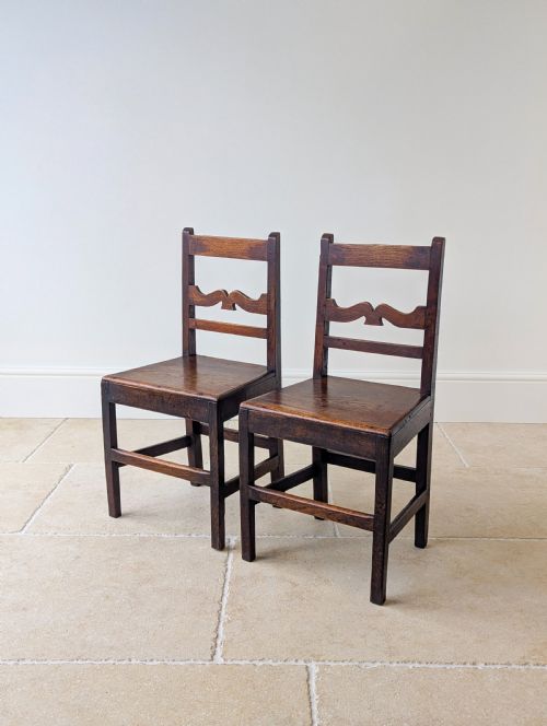 fig 1. Pair of Antique Georgian Oak Country Side Chairs c.1800