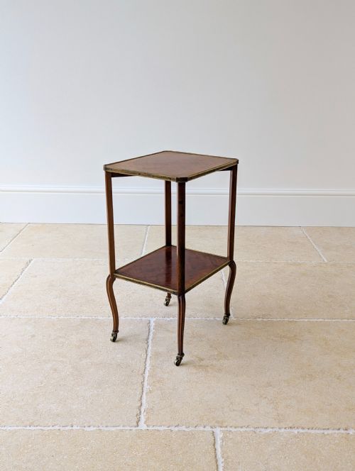 ANTIQUE VICTORIAN MAHOGANY TWOTIER OCCASIONAL TABLE BY W TURNER LORD CO C1880 - ADDITIONAL PHOTO 1