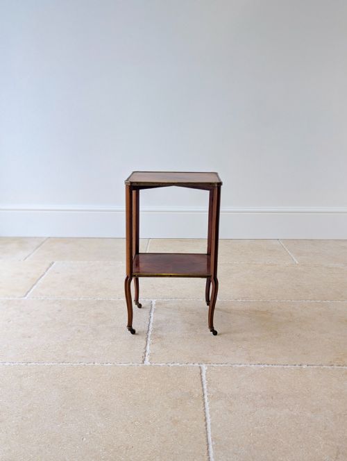 ANTIQUE VICTORIAN MAHOGANY TWOTIER OCCASIONAL TABLE BY W TURNER LORD CO C1880 - ADDITIONAL PHOTO 3