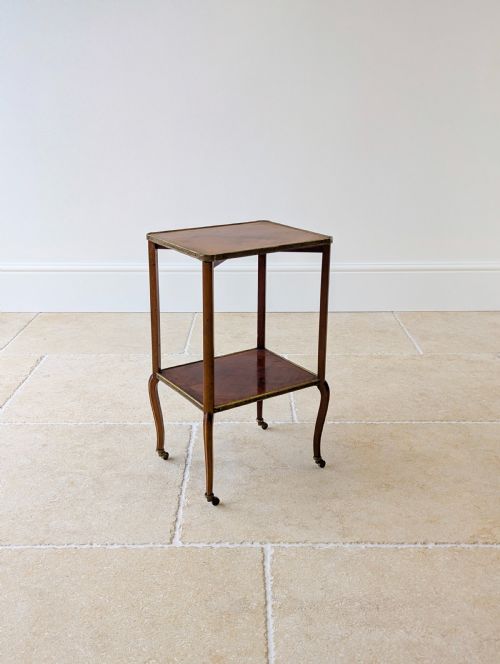 ANTIQUE VICTORIAN MAHOGANY TWOTIER OCCASIONAL TABLE BY W TURNER LORD CO C1880 - ADDITIONAL PHOTO 4