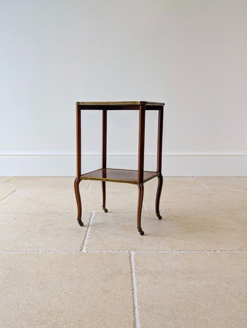 ANTIQUE VICTORIAN MAHOGANY TWOTIER OCCASIONAL TABLE BY W TURNER LORD CO C1880 - ADDITIONAL PHOTO 11