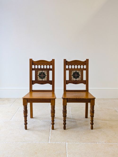 fig 1. Pair of Antique Victorian Oak Side Chairs c.1890