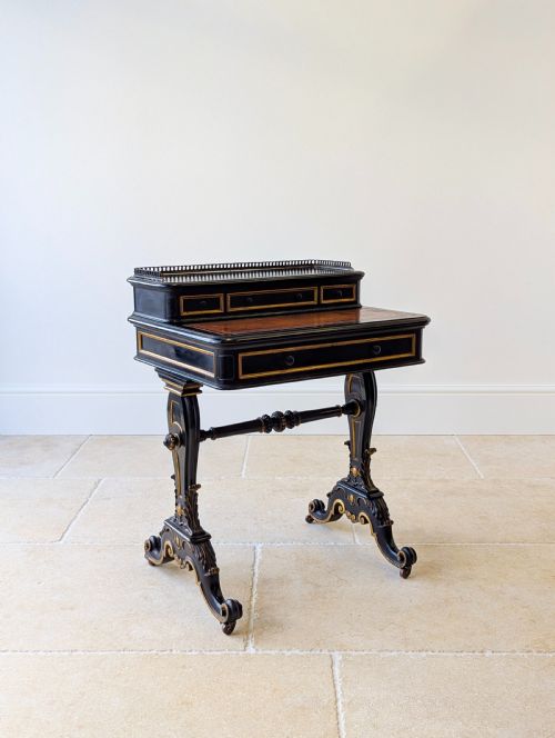 ANTIQUE VICTORIAN EBONISED BONHEUR DU JOUR C1870 - ADDITIONAL PHOTO 3