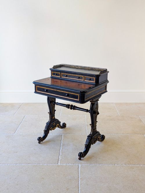ANTIQUE VICTORIAN EBONISED BONHEUR DU JOUR C1870 - ADDITIONAL PHOTO 7