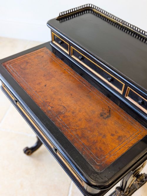 ANTIQUE VICTORIAN EBONISED BONHEUR DU JOUR C1870 - ADDITIONAL PHOTO 8