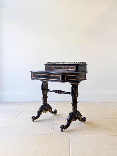 ANTIQUE VICTORIAN EBONISED BONHEUR DU JOUR C1870 - ADDITIONAL PHOTO 11