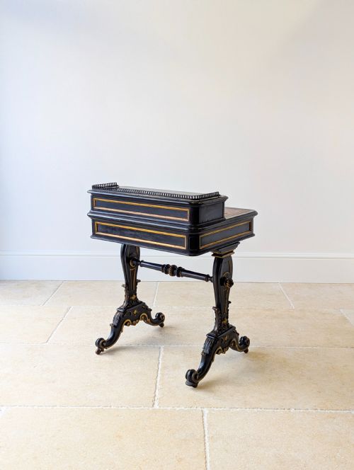 ANTIQUE VICTORIAN EBONISED BONHEUR DU JOUR C1870 - ADDITIONAL PHOTO 15