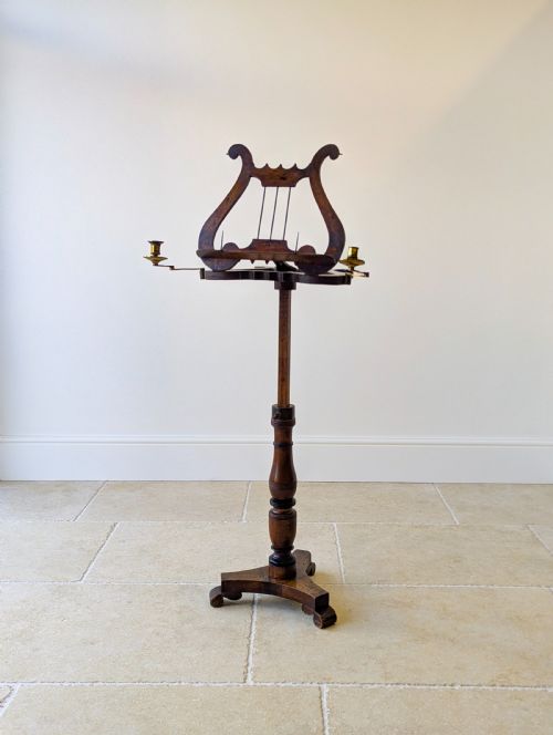 ANTIQUE WILLIAM IV MAHOGANY LYREFORM MUSIC STAND C1830 - ADDITIONAL PHOTO 2