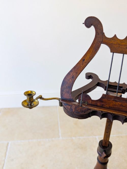ANTIQUE WILLIAM IV MAHOGANY LYREFORM MUSIC STAND C1830 - ADDITIONAL PHOTO 7