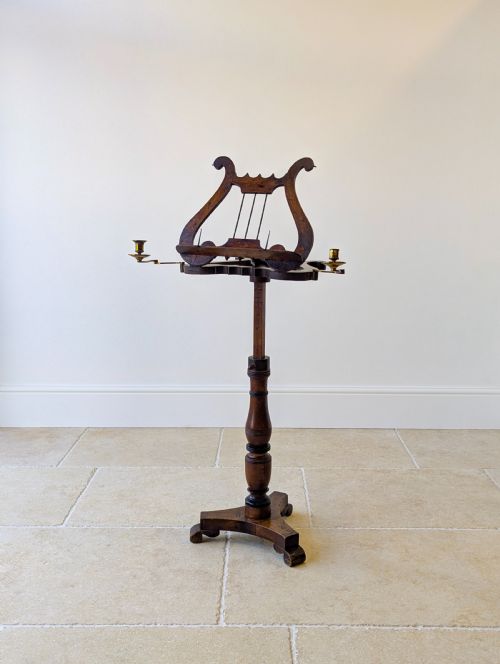 ANTIQUE WILLIAM IV MAHOGANY LYREFORM MUSIC STAND C1830 - ADDITIONAL PHOTO 9