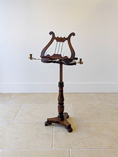 ANTIQUE WILLIAM IV MAHOGANY LYREFORM MUSIC STAND C1830 - ADDITIONAL PHOTO 14