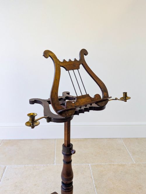 ANTIQUE WILLIAM IV MAHOGANY LYREFORM MUSIC STAND C1830 - ADDITIONAL PHOTO 15