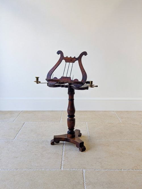 ANTIQUE WILLIAM IV MAHOGANY LYREFORM MUSIC STAND C1830 - ADDITIONAL PHOTO 18