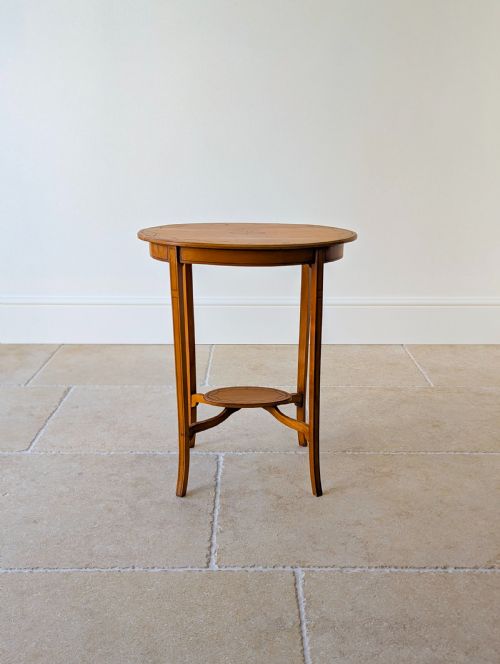 ANTIQUE EDWARDIAN SATINWOOD OVAL OCCASIONAL TABLE C1900 - ADDITIONAL PHOTO 1