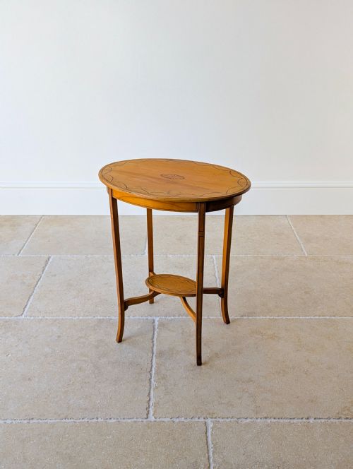 ANTIQUE EDWARDIAN SATINWOOD OVAL OCCASIONAL TABLE C1900 - ADDITIONAL PHOTO 5