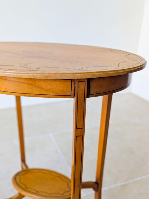 ANTIQUE EDWARDIAN SATINWOOD OVAL OCCASIONAL TABLE C1900 - ADDITIONAL PHOTO 13