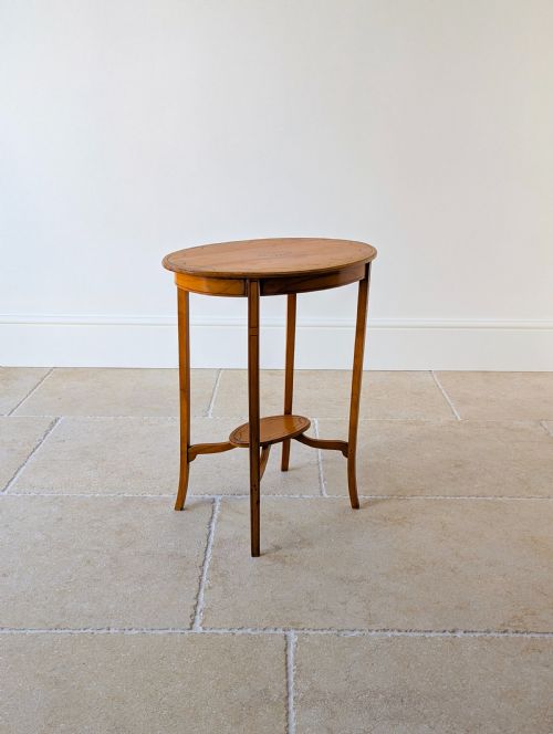 ANTIQUE EDWARDIAN SATINWOOD OVAL OCCASIONAL TABLE C1900 - ADDITIONAL PHOTO 14