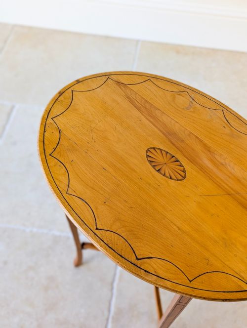 ANTIQUE EDWARDIAN SATINWOOD OVAL OCCASIONAL TABLE C1900 - ADDITIONAL PHOTO 17