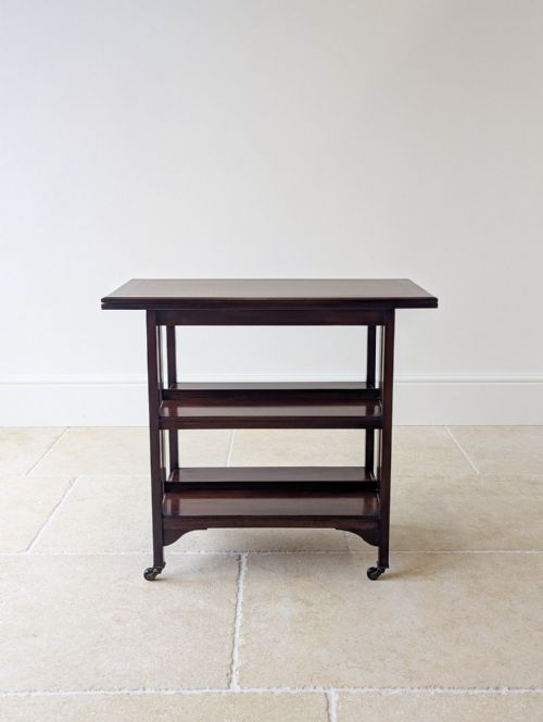 ANTIQUE MAHOGANY CARD TABLE WITH BOOKSHELF BASE C1920
