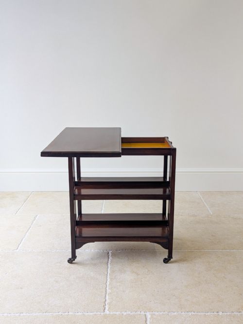 ANTIQUE MAHOGANY CARD TABLE WITH BOOKSHELF BASE C1920 - ADDITIONAL PHOTO 2