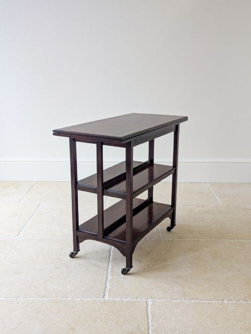 ANTIQUE MAHOGANY CARD TABLE WITH BOOKSHELF BASE C1920 - ADDITIONAL PHOTO 6