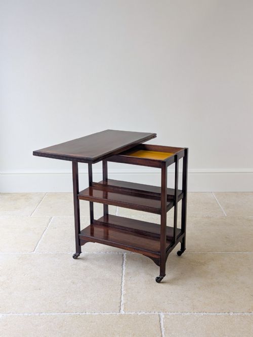 ANTIQUE MAHOGANY CARD TABLE WITH BOOKSHELF BASE C1920 - ADDITIONAL PHOTO 11