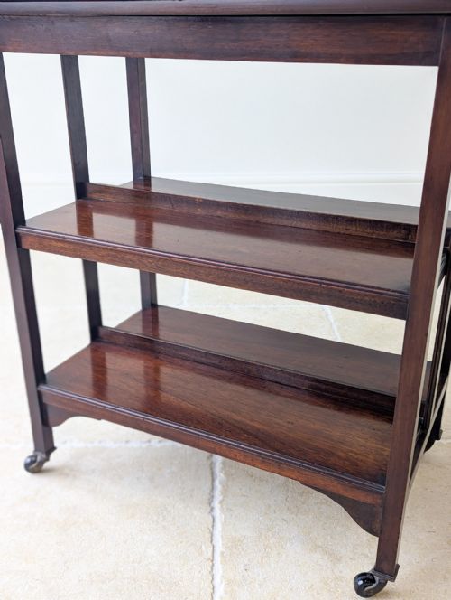 ANTIQUE MAHOGANY CARD TABLE WITH BOOKSHELF BASE C1920 - ADDITIONAL PHOTO 12
