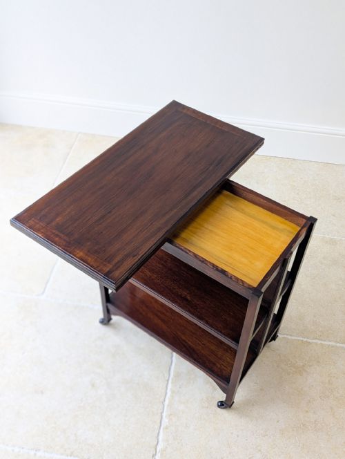 ANTIQUE MAHOGANY CARD TABLE WITH BOOKSHELF BASE C1920 - ADDITIONAL PHOTO 15